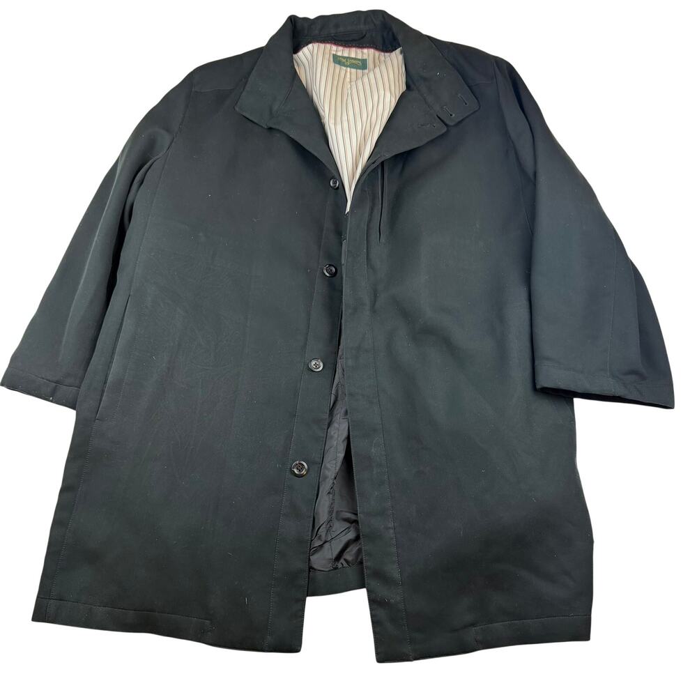 Tom James Black Overcoat Trench Coat XXL